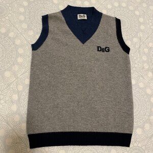 Dolce & Gabbana Junior 100% cashmere gray& navy vest, size 6, like new
